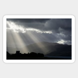 Sunrays over Eilean Donan Castle Sticker